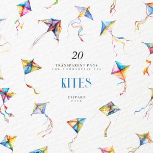 Aquarel Flying Kite Clipart, Kids Sky Kites, kinderspeelgoed, feestelijk, eerlijk, kinderkamer, babyshower, transparante png-afbeeldingen, commercieel gebruik
