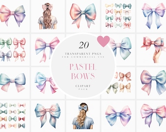 Akwarela Pastelowa Kokarda Clipart, Pastelowe Kokardy Clipart, Pastelowa Wstążka Clipart, Pakowanie Prezentów Clipart, Przezroczysta Grafika PNG, Wykorzystanie Komercyjne