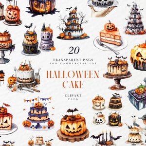 Aquarel Halloween-taart clipart, Halloween taarten clipart, Halloween dessert clipart, Halloween cupcake, transparante png, commercieel gebruik