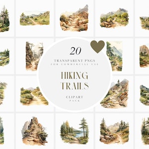 Clipart del sentiero escursionistico dell'acquerello, Clipart della coda a piedi in montagna, Clipart del sentiero accidentato della collina, Natura, Grafica PNG trasparente, Uso commerciale