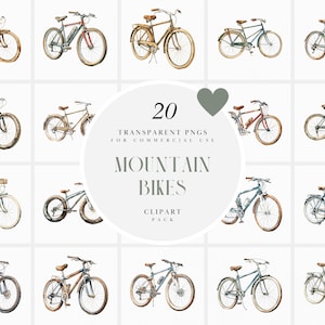Aquarell strapazierfähige Fahrräder Clipart, Mountainbikes Clipart, BMX Fahrrad Clipart, Hybridfahrräder, transparente PNG-Dateien für den kommerziellen Gebrauch