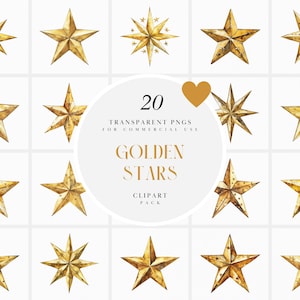 Aquarell goldener Stern Clipart, Gold Stern Clipart, Brokat Stern, Gold Textur, himmlische Sterne, transparente PNG Grafiken, kommerzielle Nutzung