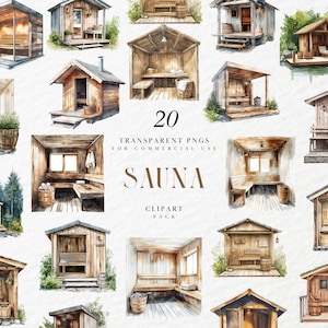 Clipart sauna ad acquerello, Clipart saune rilassanti, Clipart sauna calda per fuga, Clipart sauna spa, Grafica PNG trasparente, Uso commerciale