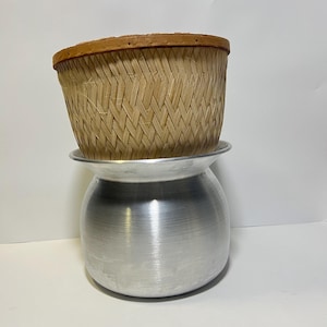 Set of Sticky Rice Steamer Pot and Basket Cook Kitchen Cookware Tool