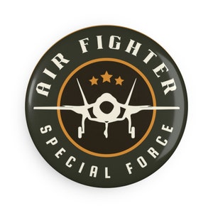 Air Fighter Special Force Button Magnet, Military Refrigerator Magnet, Round (1 & 10 pcs), Airplane Pilot Gift, Aviation Decor