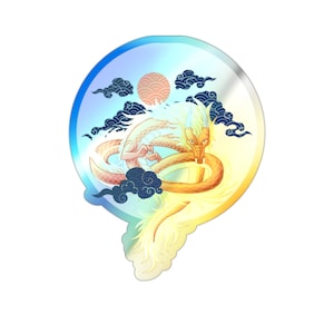 Ryuu In Sky Japanese Holographic Stickers, Magical Dragon Fairy Tail Anime Laptop Decal, Kawaii Scrapbook Decor, Unique Gift, Custom Rainbow