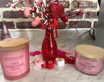 Bougie rose givrée en pot à 2 mèches *Choisissez votre parfum* Pot de 14 oz