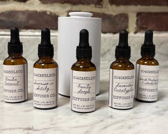 Huiles pour diffuseur fabriquées à la main * Prêtes à l'emploi * Parfum d'intérieur pour diffuseur sans eau et roseau
