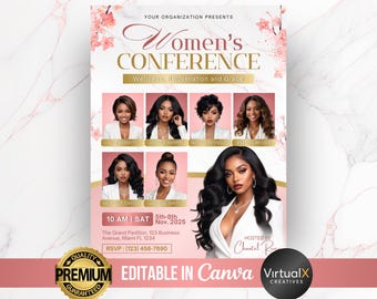 Women Leadership Conference Flyer, Women Empowerment, Womens Brunch, Workshop, Women in Business, Guest Speaker, Women Event Template, Canva