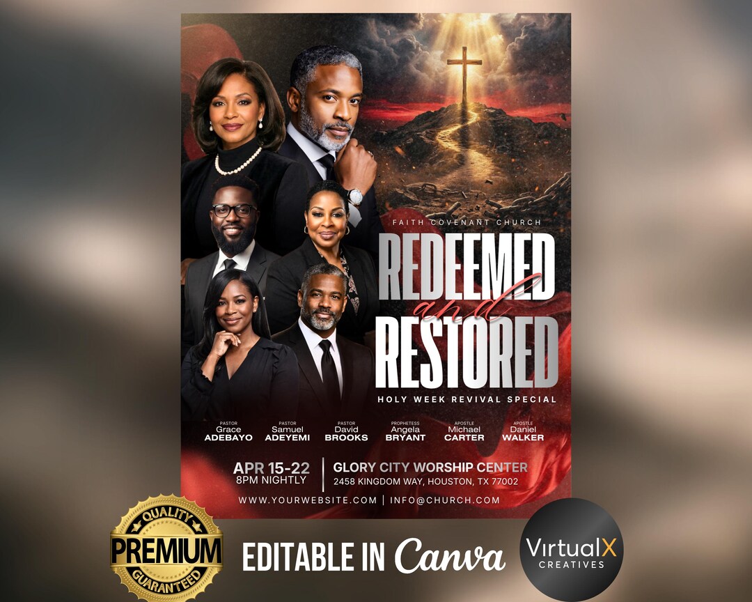 Redeemed and Restored Flyer | Holy Week Revival | Easter Event Template ...