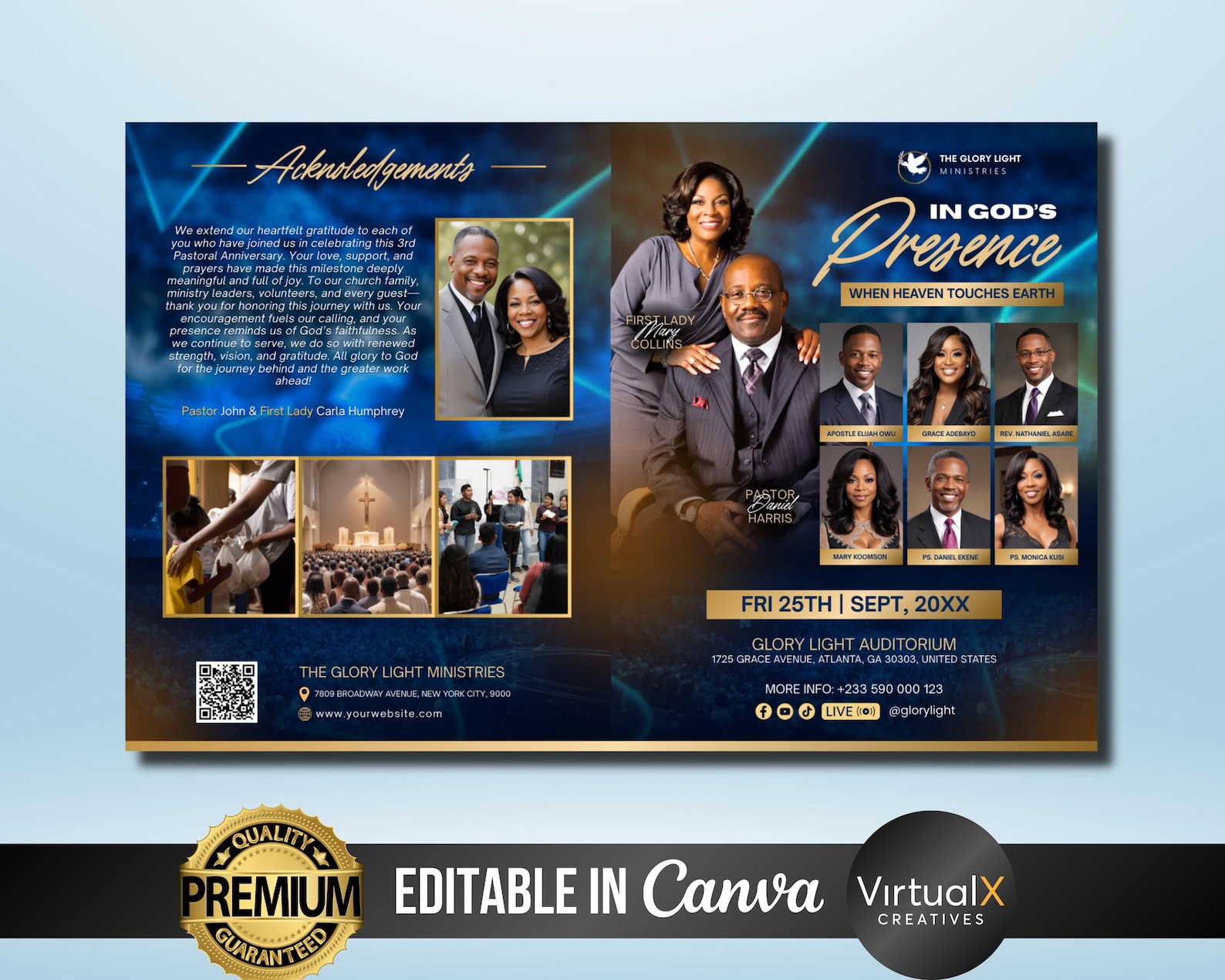 Revival Program 4 Page Sunday Worship Revival Program Template, Pastor Appreciation ...