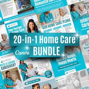 20-in 1 Flyer Bundle, Home Care Service Flyer, Home Care Assistance Flyer, Home Health Care, Nursing Home Flyer, DIY Medical Canva Template