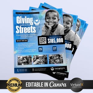 Mall för att ge tillbaka-flyer | Redigerbar affisch för välgörenhetsdonationer | Canva-mall för ideella och samhällsdrivna organisationer | Gör-det-själv-flyerdesign för insamlingar bild 4