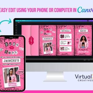 Burn Book Invitation Video Template, You Cant Sit With Us Animated Invite, Burn Book Inspired Birthday Party, Pink Girl Bachelorette Video image 3