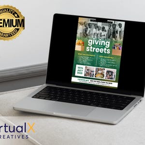 May include: A flyer for a "Giving Back to the Streets" event on July 15th, 2023. The flyer features a group of people and a table with food. The flyer includes information about how to donate and how to help.
