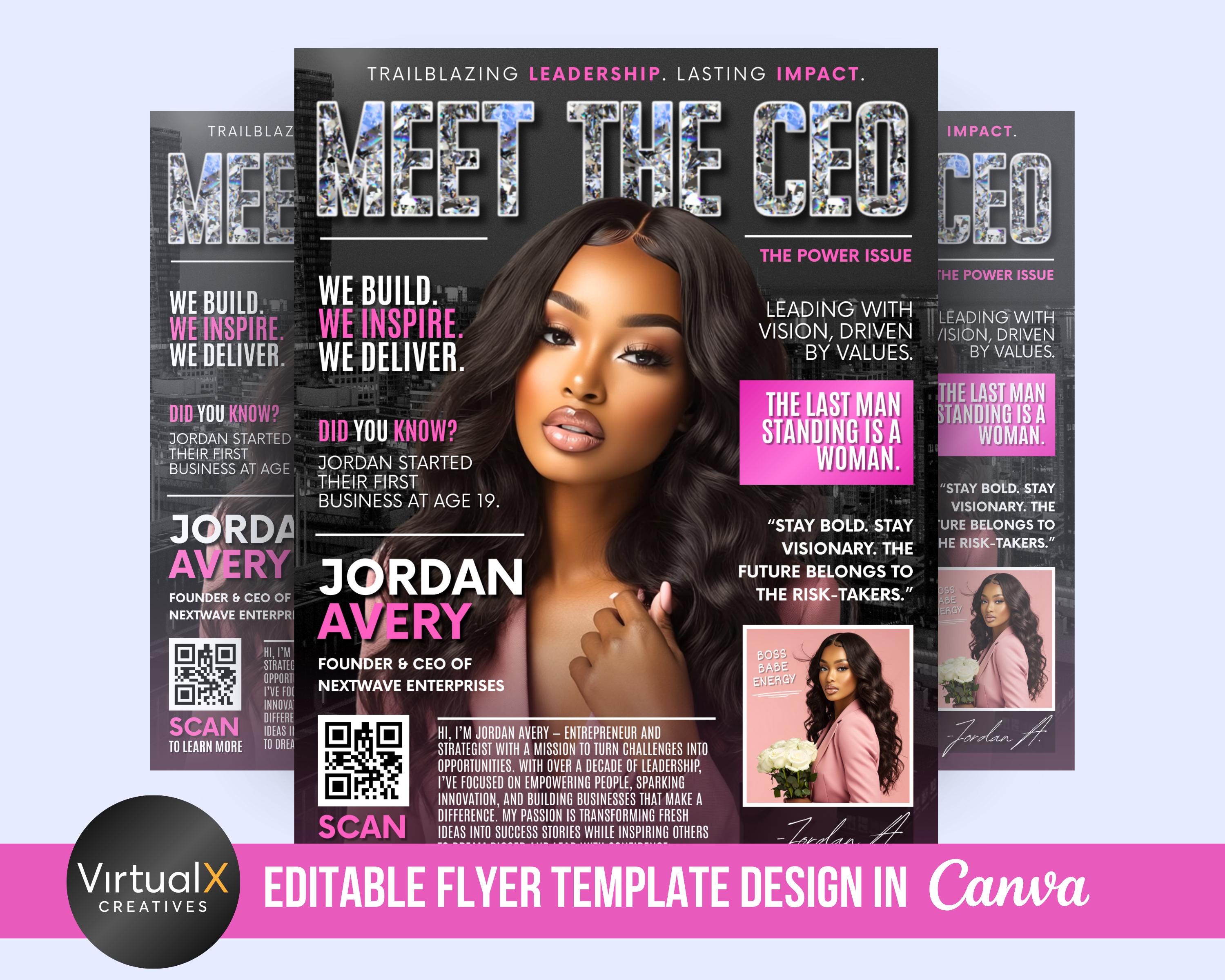 Meet the CEO Magazine Flyer Template, Editable About the CEO Business ...