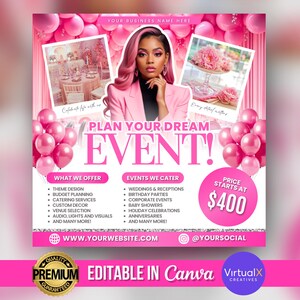 Event Planner Flyer, Wedding Planner Flyer,  Event Planning Business Template, Party Planning Ads, Luxury Event Venue Flyer, Canva Editable
