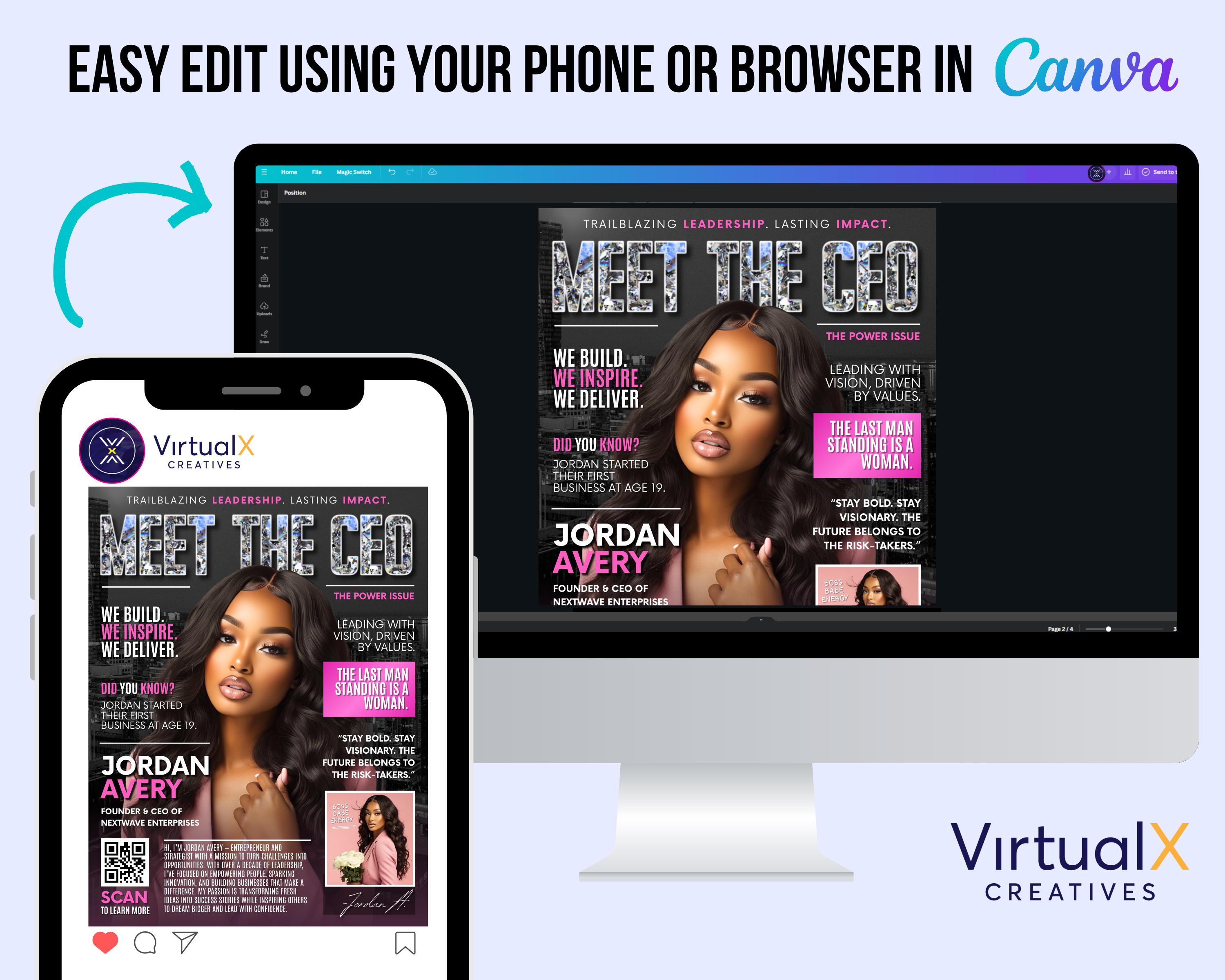 Meet the CEO Magazine Flyer Template, Editable About the CEO Business ...
