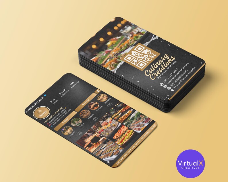 Custom Code Catering Catering Instagram Business Card, QR Card, Event Coordinator IG Calling ...