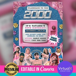 Early 2000s Themed Party Flyer, Retro Birthday Party, House Party Invite, DIY Canva Flyer, 90s Hip Hop Theme Flyer, Y2K Inspired, Millennial