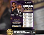 Church Order of Service Flyer, Ministry Calendar, Upcoming Events, Sunday Worship, Monthly Weekly Event Schedule Program Template, Canva