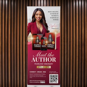 Puede incluir: Un banner promocional con la autora Sophia Reynolds. El banner incluye el texto "Best-Selling Author of Women's Purpose & Power" y "Meet the Author". Tambi&eacute;n muestra la portada del libro y un tel&eacute;fono inteligente con la portada del libro en la pantalla.