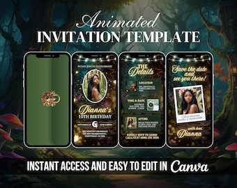 Magical Fairy Birthday Invite, Enchanted Forest Garden Animated Invitation, Editable Fairy Girls Bday Party Digital Video DIY Canva E-vite