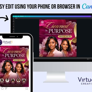 Women’s Conference Flyer Template, Annual Womens Day Flyer, International Women’s Day Church, Ministry Event Poster Editable Canva image 2