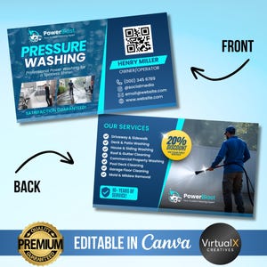 Power Washing Service Visitenkarten, Druckwäsche, Reinigungsservice Visitenkarte, professionelle Druckreinigungskarte, Dachrinnenreinigung