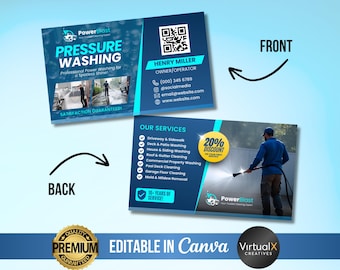Power Washing Service Business Cards, Pressure Washing, Cleaning Service Calling Card, Professional Pressure Cleaning Card, Gutter Cleaning