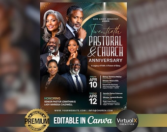 Pastoral Anniversary Flyer Template | Church Event | Pastor Appreciation | Guest Speaker | Modern Christian Program | Editable Canva Design