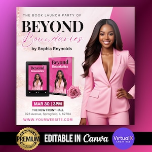 Book Launch Event, Author Book Launch Party, Business Event Flyer, Modern E-Book Launch Template, Editable Canva DIY Business Coaching