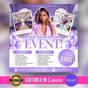 Event Planner Flyer, Wedding Planner Flyer,  Event Planning Business Template, Party Planning Ads, Luxury Event Venue Flyer, Canva Editable