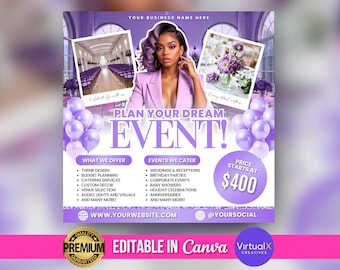 Event Planner Flyer, Wedding Planner Flyer,  Event Planning Business Template, Party Planning Ads, Luxury Event Venue Flyer, Canva Editable
