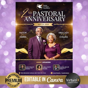 Pastoral Anniversary Flyer, Church Event Flyer, Pastor Appreciation Template, Christian Church Service, Guest Speaker, Church Anniversary