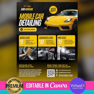 Car Detailing Service Flyer, DIY Car Wash Flyer, Auto Detailing Flyer, Mobile Car Detail Flyer, Car Business Flyer, Car Pricelist Template