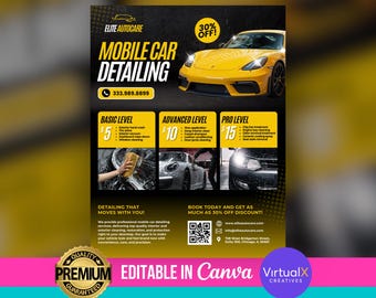Car Detailing Service Flyer, DIY Car Wash Flyer, Auto Detailing Flyer, Mobile Car Detail Flyer, Car Business Flyer, Car Pricelist Template