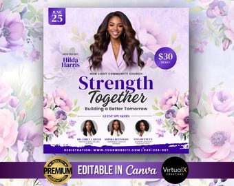 Women's Meeting Conference, Women Empowerment Event, Women's Church Ministry, Guest Speakers, Prayer Brunch, Networking DIY Flyer Template