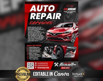 Auto Repair Service Flyer, Car Service Flyer, Auto Detailing, Mobile Car Repair Flyer, Automotive Services, Car Business Flyer, DIY Template