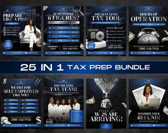 25 Tax Prep Service Flyer Bundle, Luxury Tax Season Flyers, Credit Repair, Income Tax Preparer, 2026 Accounting Services, Canva Template