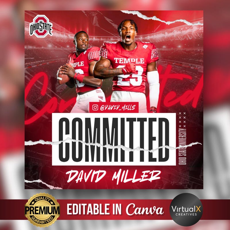 Football Committed Flyers - Etsy