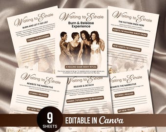 Waiting to Exhale Burn & Release | Healing Party Game | Girls Night Activity | Self Love Ritual Workbook | Burn List Worksheet Journal