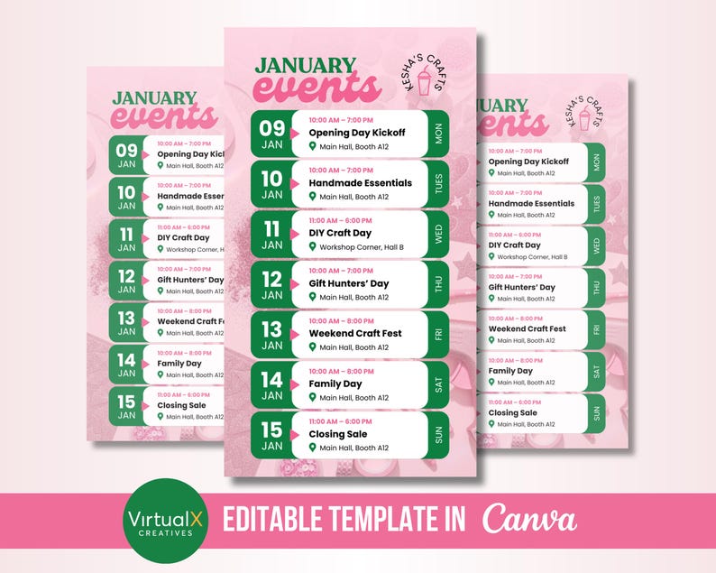 Animated Event Schedule IG Reels, Upcoming Events Small Business Video ...