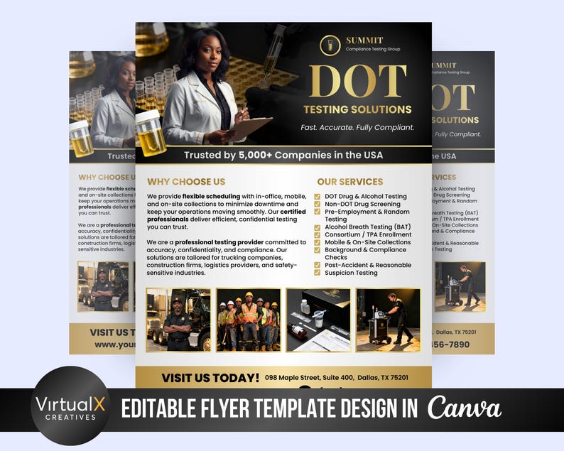DOT Drug Testing Flyer Template | Alcohol Testing | Transportation ...