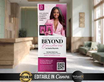 Book Launch Banner, Author Event Party Banner, E-Book Launch Template, Welcome Sign, Meet the Author Retractable Pop Up Banner