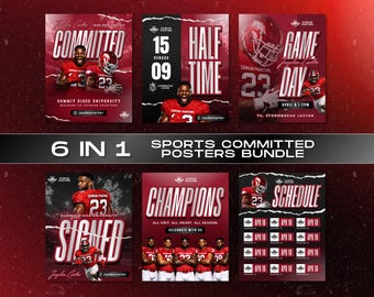 Sports Committed Poster, High School Commitment Social Media Flyer, Signing Day Template, Game Day Announcement, DIY Football Canva Design