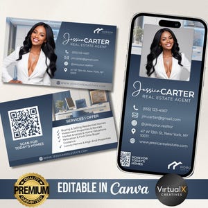 Real Estate Business Card, Realtor Calling Card, Textable Real Estate Card Template, Real Estate Marketing Cards, Buying or Selling QR Code