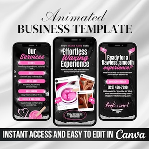 Wax Deals Booking Animated, Full Body Wax Services, New Client Deals Video, Wax Salon Flyer, Wax Business Template, Brazilian Waxing Canva