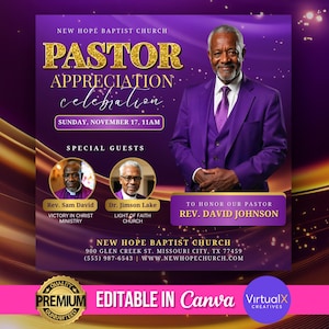 Pastor Appreciation Flyer, Worship Church Flyer, Prayer Conference Flyer, Premade Church Service Ministry Flyer, Banquet Program Template