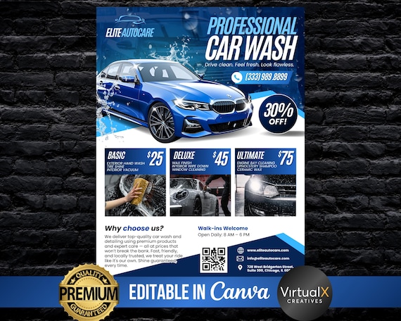 Car Detailing Flyer, Automotive Detailing Services Flyer, Car Wash Cleaning Flyer, Vehicle Detailer, DIY Mobile Car Detail Template Canva